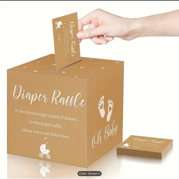 1pc Kraft Paper Footprint Shower Ballot Box Set Diaper Raffle Baby Shower - Picture 1 of 5